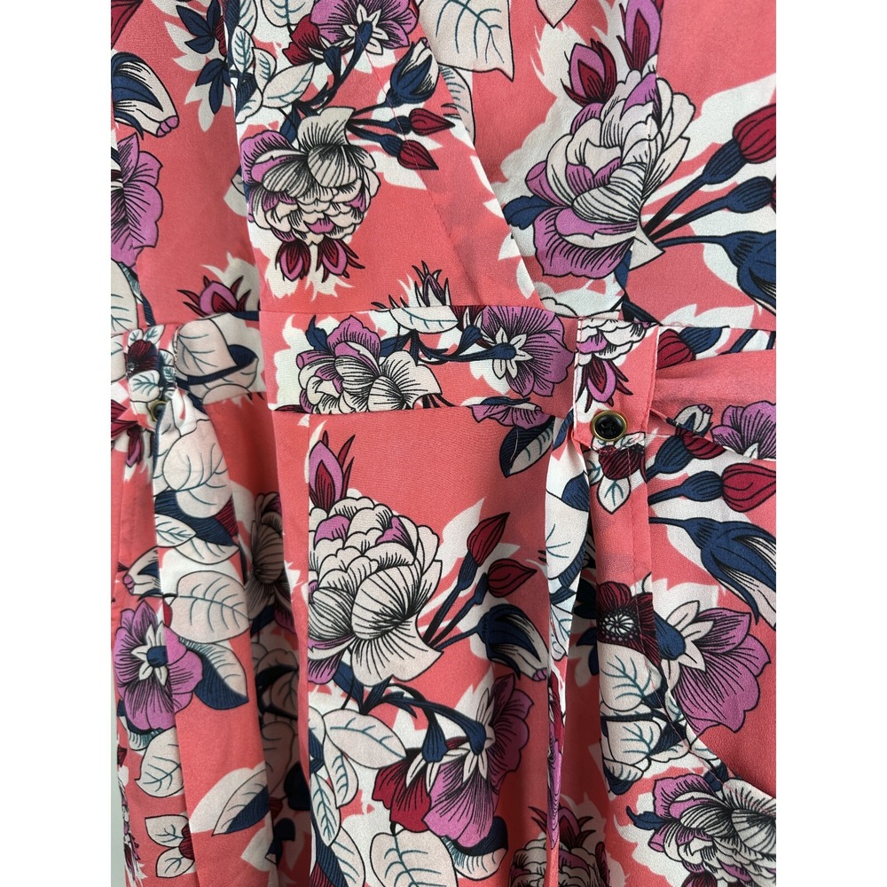 Yumi Kim Liz Floral 3/4 Sleeve Romper Blossom Pink Tie Waist Jumper XS Small - Picture 12 of 15